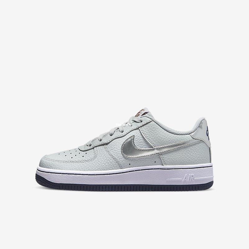 Nike Air Force 1 GS AF1 灰銀 灰藍 銀勾 低幫休閒百搭滑板鞋CT3839-004女鞋