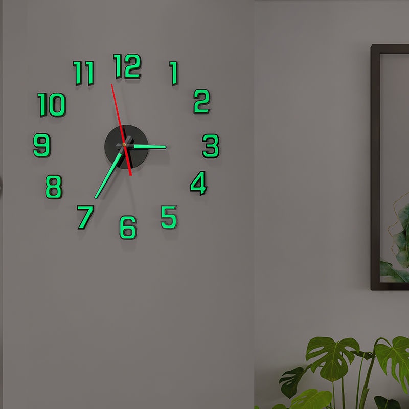 【臺灣：熱賣】超靜音掛鐘 北歐風時鐘 超靜音時鐘 DIY免打孔 掛鍾 傢用客廳裝飾 夜光鍾錶 時尚掛墻時鍾簡約創意壁鍾掛