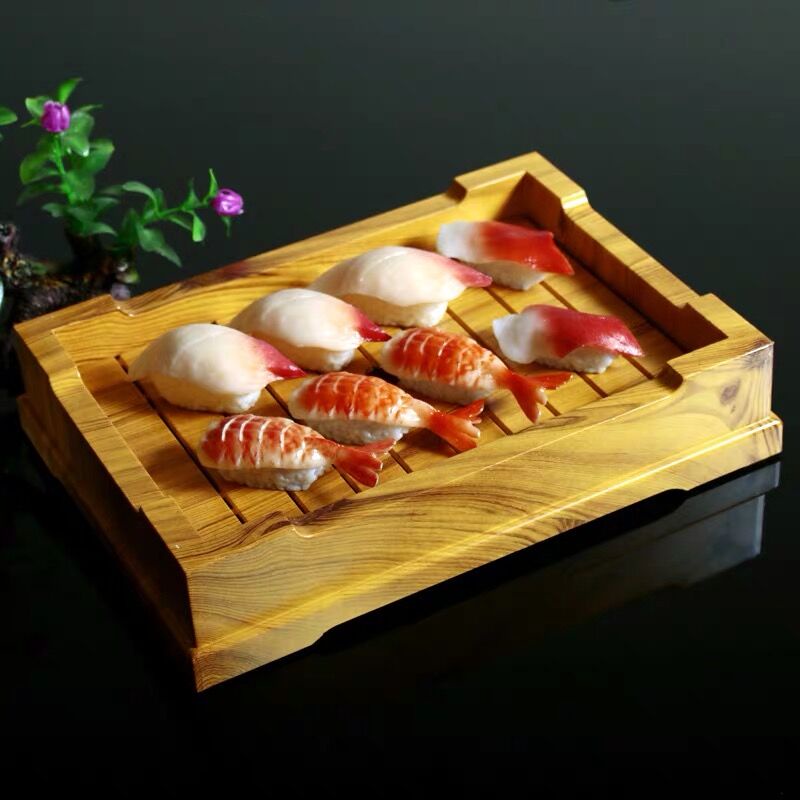 ABS密胺日式餐具壽司盤子仿木方形壽司筒刺身盤冰盤料理盤生魚桶