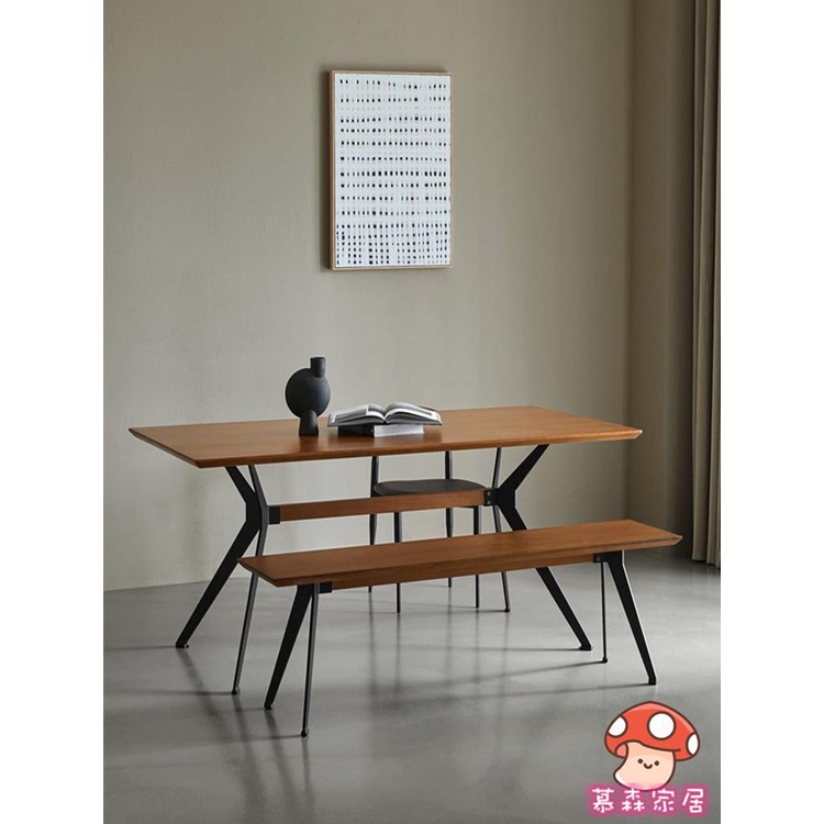 【免運】北歐簡易實木餐桌現代簡約創意原木書桌工業風鐵藝復古家用飯桌