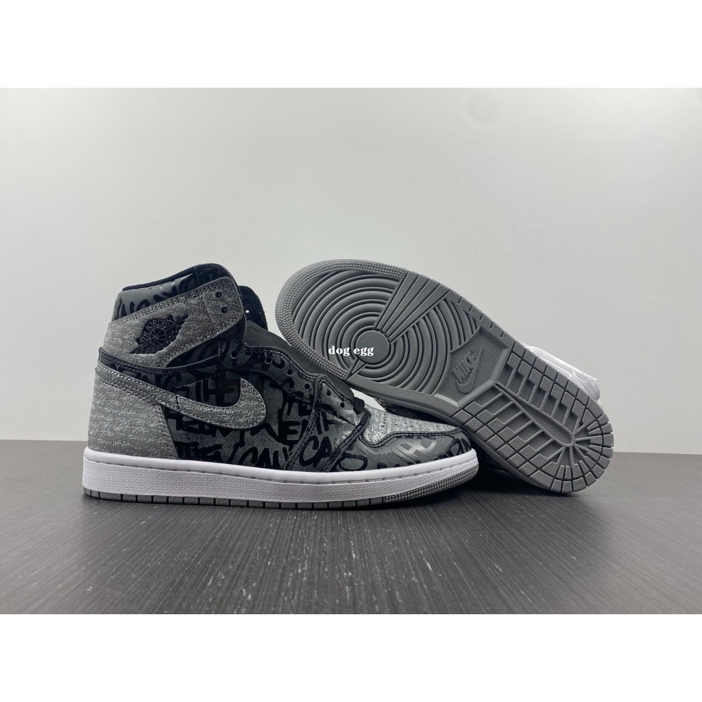 Air Jordan 1 High OG “Rebellionaire”黑灰 禁穿油漆塗鴉 籃球鞋 555088-036