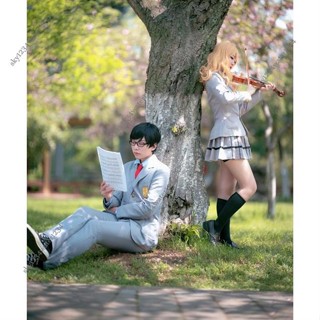 桃園出貨+免運🔥高階客製 四月是你的謊言宮園薰有馬公生cosplay墨谷中學校服男女假髮鞋子 cos訂製藝喜淘