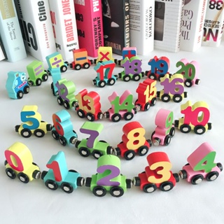 新款熱賣兒童玩具木質磁性字母數字小火車1-3-6歲早教益智拼裝拖拉積木車