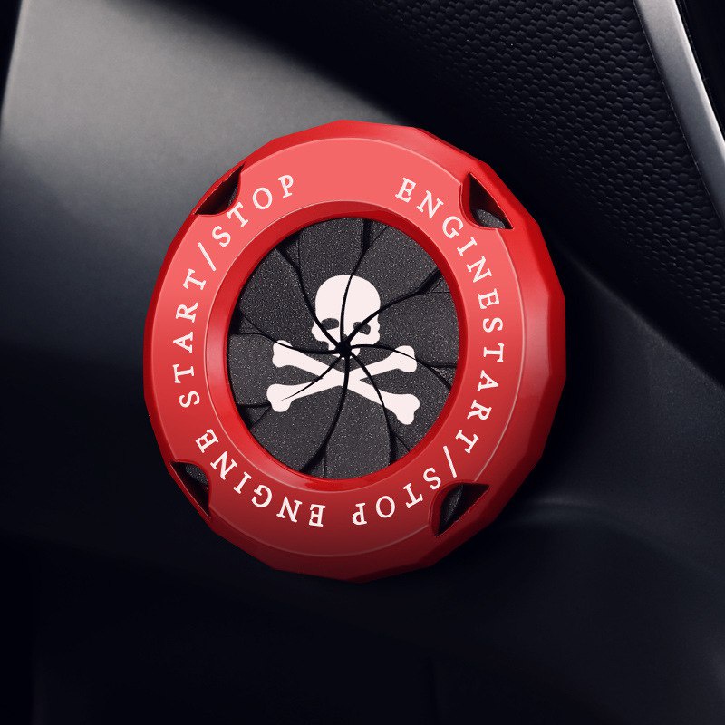 汽車改裝 骷髏頭 一鍵啟動裝飾貼 旋轉保護蓋 摩託車 點火啟動圈 按鈕蓋