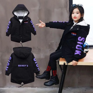 💯臺灣熱賣💯🐮最喜歡可愛女童冬裝加絨外套2021新款中大童韓版兒童加厚秋冬中長款洋氣風衣
