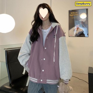 ⭐限時下殺⭐撞色拼接連帽衛衣外套女秋冬季新款韓版寬松學生棒球服潮 外套女