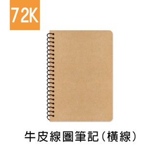 珠友 72K 牛皮線圈筆記/記事本/側翻筆記本/作業本/360度翻頁/素面牛皮(橫線)-80張(SS-10311-72)