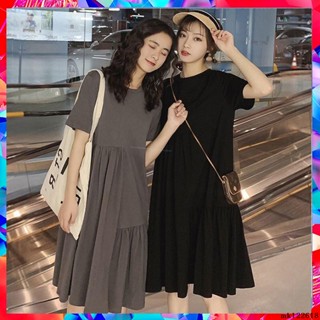 ⚡中大碼女裝⚡150公斤內可穿 顯瘦 加肥加大胖mm夏季寬鬆素色長裙300斤特大尺碼女裝孕婦200斤大尺碼洋裝