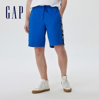 Gap 男裝 Logo抽繩鬆緊短褲-藍色(668393)
