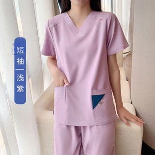 短袖韓版新款女刷手服短袖彈性透氣洗手衣診所醫院制服護士服褲裝醫生服護理服藥師服藥房門診口腔牙科眼科醫院工作服 優品