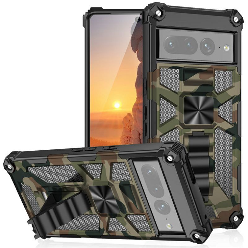 【全新上市】 軍規迷彩手機殼 Google Pixel 7 / 6 Pro / 7a 6a 鏡頭保護支架殼防撞防摔防滑套