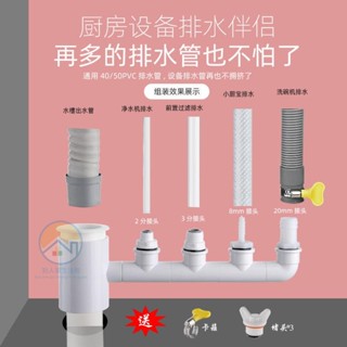 🌱免運齣貨🌱 水槽三通 排水三通 接頭三通 水槽下水管三通四通 PVC廚房水槽下水三通淨水器小廚寶多功能排水管二合一
