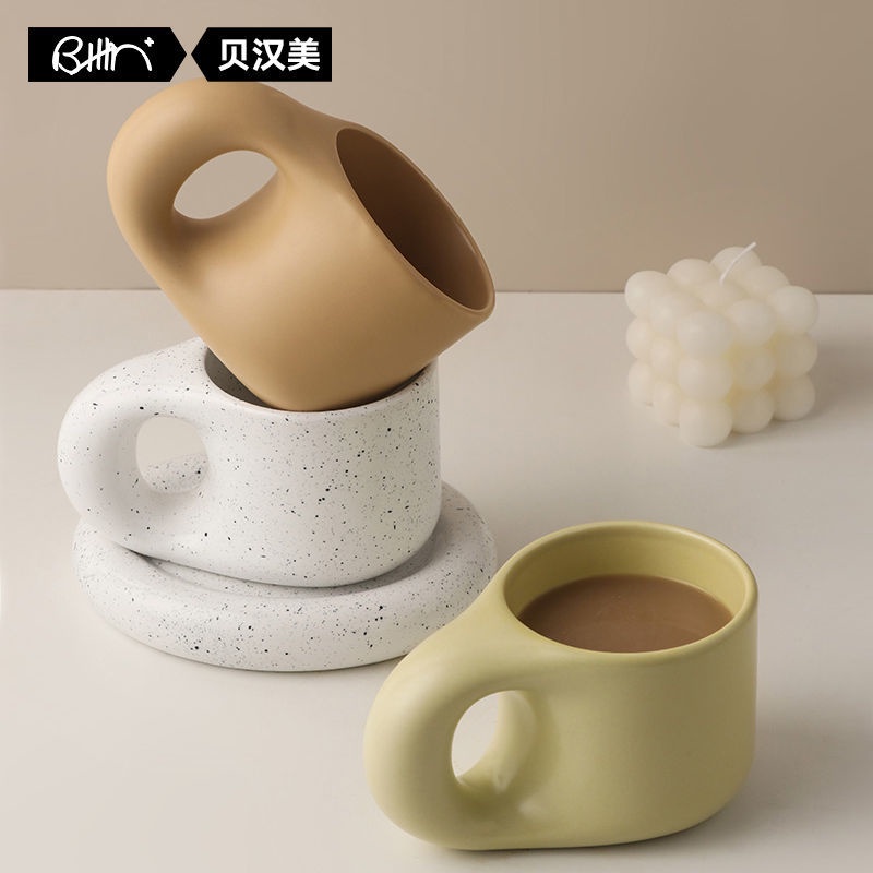 日式柴燒貝漢美北歐ins風情侶馬克杯創意個性可愛少女杯子簡約陶瓷咖啡杯