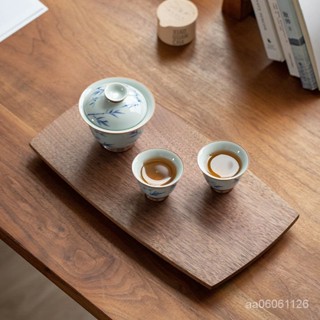 【限時優惠 先到先得】日式黑衚桃木咖啡器具託盤木質下午茶甜品盤實木幹泡茶具茶盤傢用