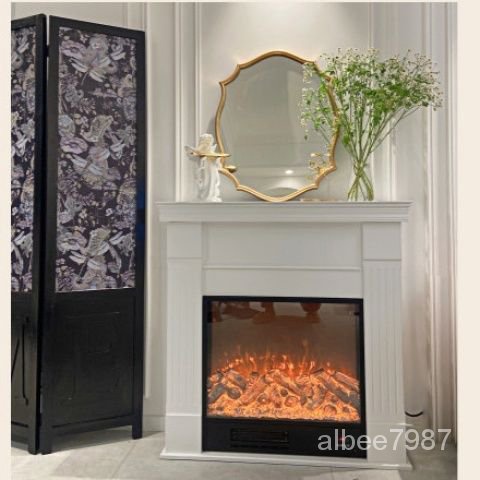 美式田園簡約壁爐法式壁爐歐式複古風黑色壁爐傢用裝飾櫃取暖爐芯