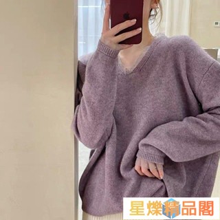 🔥蝦皮精選🔥爆款 年春秋新款羊絨黑色復古日系蕾絲寬鬆浣熊絨V領打底衫毛衣女 isa diff☆星爍好物