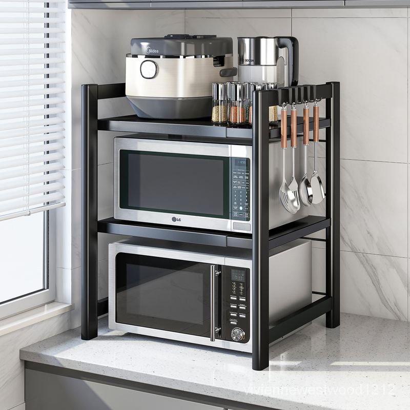 架子傢用廚房可伸縮置物架烤箱收納桌麵支架雙層微波爐多功能臺麵 3FXP