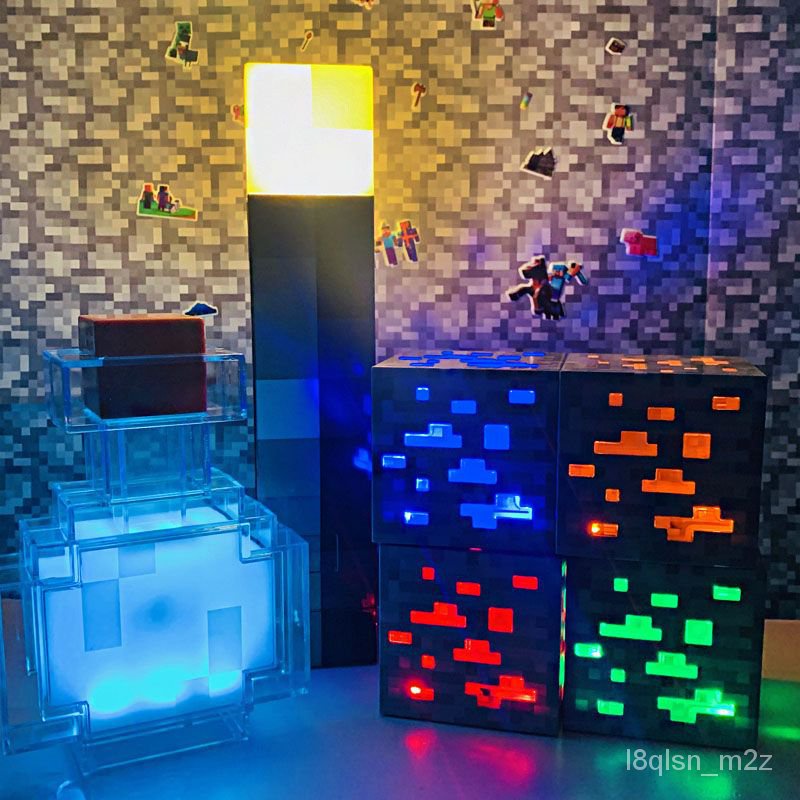 💕臺灣熱賣熱賣💕我的世界週邊充電礦燈火炬模型minecraft兒童玩具變色瓶火把夜燈