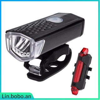 Rechargeable Cycle Bicycle Bike Head Front Light Rear Tail L