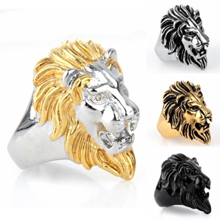 指戒 戒指 純銀 歐美爆款不銹鋼指環配飾 男士飾品戒子批髮 霸氣鈦鋼獅子頭戒指