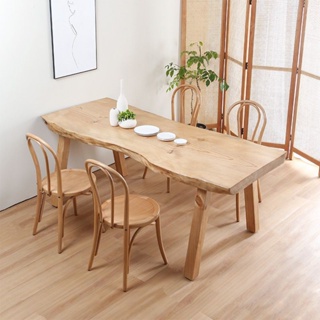 家用小戶型吃飯桌長方形實木桌椅組合服裝展示桌書桌日式原木餐桌