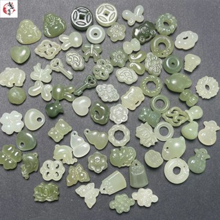 DIY配飾 和田玉蝴蝶蓮花梅花小佛卡環如意雕件手串珠掛件古風diy配飾