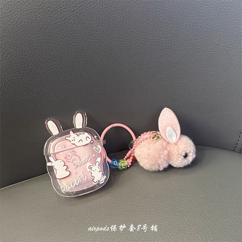 *Nice*ins透粉色小兔子適用蘋果無線藍牙耳機保護套2代3代殼airpods pro