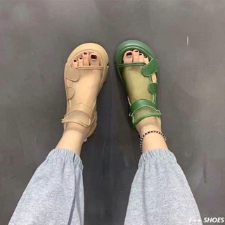 實拍免運👍厚底涼鞋 女生涼鞋 防滑涼鞋 增高涼鞋大尺碼 歐洲站時裝涼鞋女2024夏季新款時尚薄網紗羅馬涼鞋魔術貼厚底女