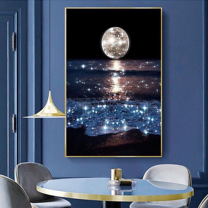 客廳掛畫 掛畫 鑽石畫 5D鉆石畫新款-月亮-夜景-海邊-裝飾-滿鉆圓鉆 畫 鑽 貼鑽 diy 裝飾畫