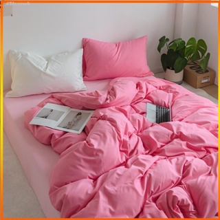 【大吉】INS博主款 素色混搭玫紅床包組 素色床包四件組 拼色床單 雙人床包 加大床包 枕頭套 被套 床罩 被單 柔軟
