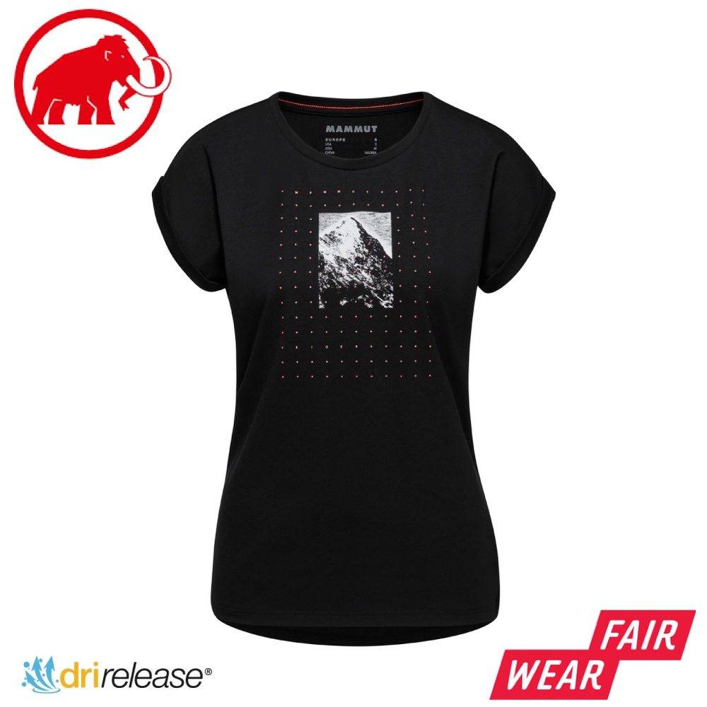 【MAMMUT 長毛象 女 Mountain T-Shirt 快乾LOGO短袖T恤《黑》】1017-00968/快乾T