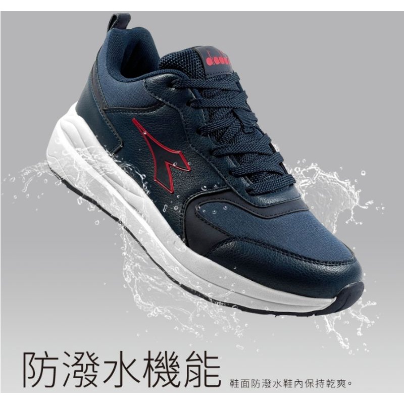 DIADORA 男鞋 輕量 A47防潑水 夜間安全反光 回彈緩震 高彈力機能鞋墊運動慢跑鞋 (da 3207藍 )