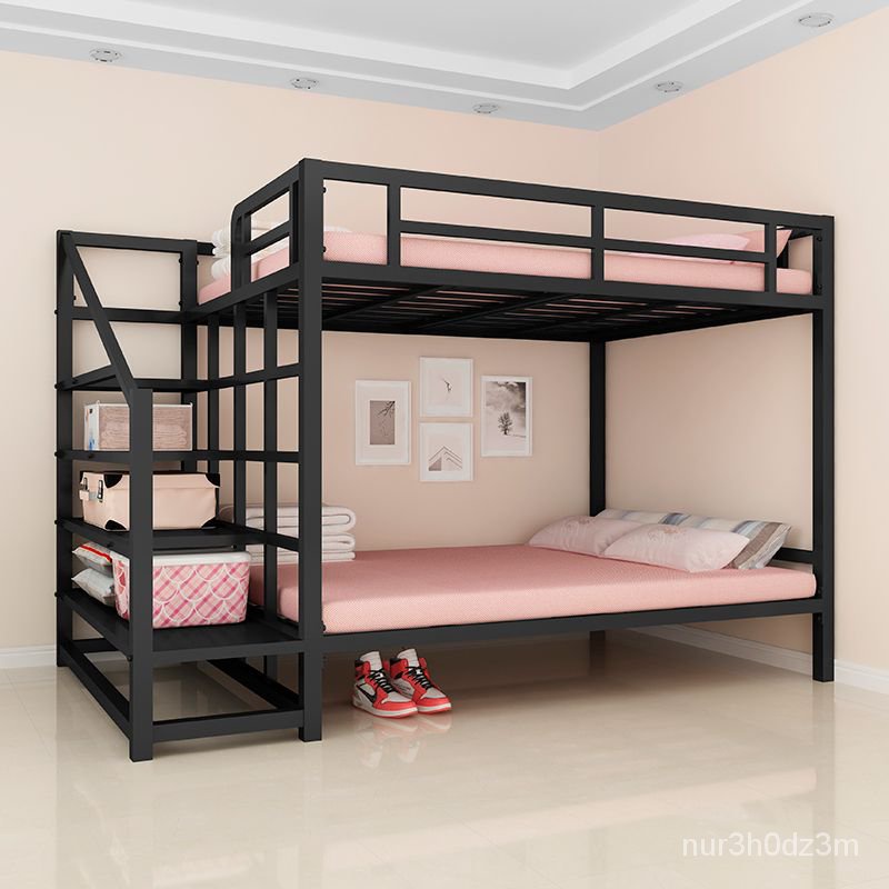 【廠傢直銷】鐵藝床上下鋪高架床小戶型閣樓兒童高低雙層床傢用大人鐵床上下床 6RQ5