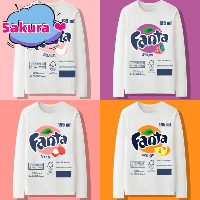 【Sakura ❤️新款】🚀✨ 有童碼 成人碼 2022新款卡通水蜜桃橙子蘋果芬達汽水聯名t恤男長袖秋季衣服