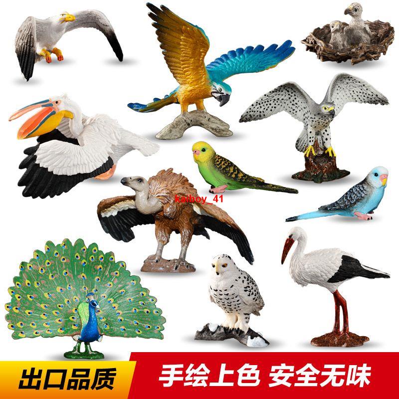 鳥類模型仿真動物玩具兒童老鷹鸚鵡孔雀貓頭鷹啄木鳥白鶴蝙蝠海鷗