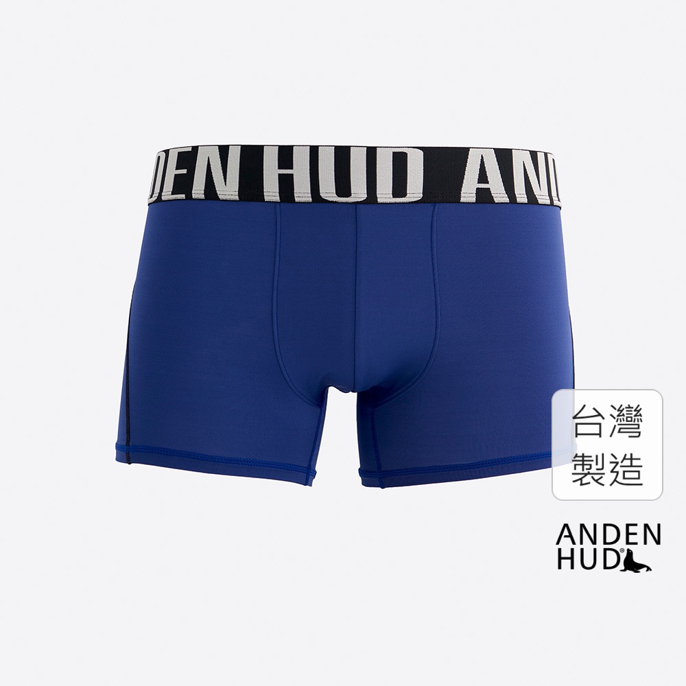 【Anden Hud】男款_吸濕排汗機能系列．短版變化平口內褲(星系藍-黑白寬緊帶) 台灣製