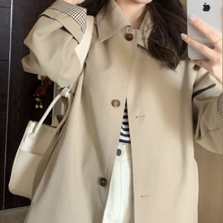 GALA衣櫥 早秋風衣外套女2025年新款春秋季卡其色小個子韓版英倫風中長款