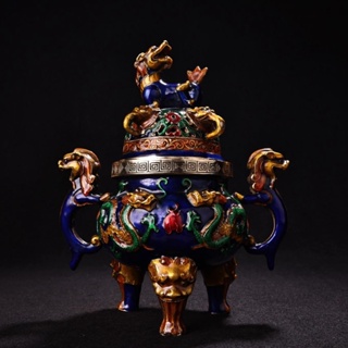 舊藏收純銅鑲嵌景泰藍 琺瑯熏香爐工藝精湛 造型獨特重1500克 高22公分 寬19公分280281053