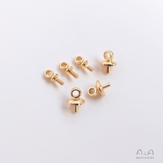宏雲Hongyun-Ala-0801--14K包金保色半孔珠託羊眼螺絲蓋帽耳墜鎖骨項鏈粘珍珠吊墜diy配件