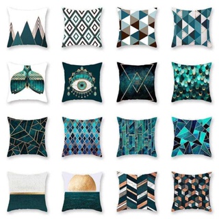 Green geometric print pillow cover sofa back pillow cushion