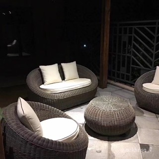 【品質傢俱】工廠直供 可開發票 含運 美式鄉村簡約現代露天仿藤沙發單三人茶幾組合戶外沙發防曬防水