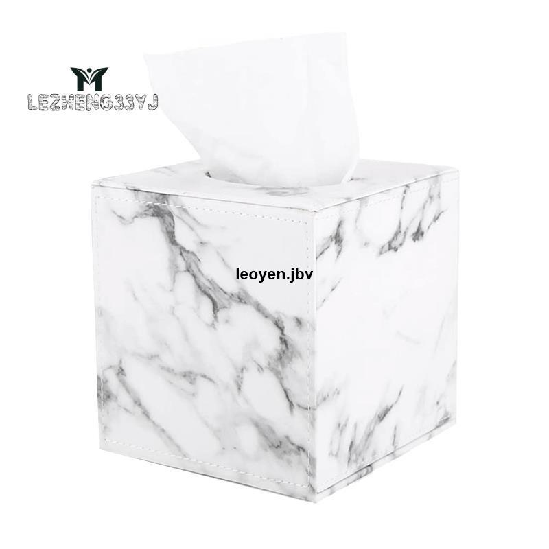 熱銷 大理石方形方形方形紙巾盒 PU 皮革捲紙架衛生紙盒餐巾紙盒蓋儲物櫃毛巾盒