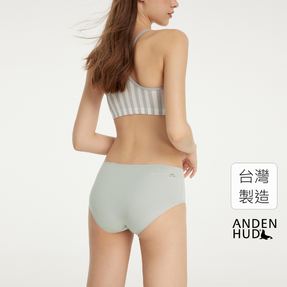 【Anden Hud】休息一夏．花邊高腰三角內褲(沐日藍-麵包車) 純棉台灣製
