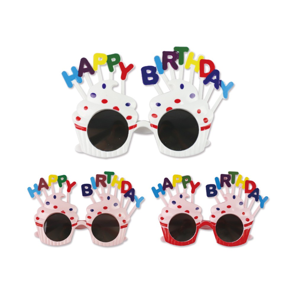 珠友 派對佈置-生日蛋糕造型眼鏡/派對場景裝飾/會場佈置/慶生道具/活動小物/創意拍照眼鏡(DE-20053)