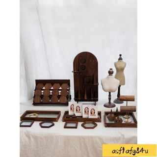 【歐美飾品】飾品展示架 胡桃木三層立式收納架耳環戒指手鍊櫃檯店鋪陳列展示架 耳環架 首飾展示架 擺攤