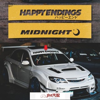 Jht適用於前檔貼紙HAPPY汽車擋風玻璃JDM街頭個性文字潮流改裝防水反光車貼 汽車貼紙 車貼 車身貼紙 車貼紙 車用