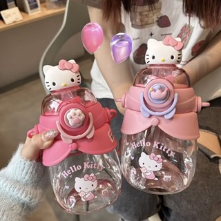 【兒童專用】兒童水壺 hello kitty 水壺 吸管杯 ins可愛高顏值女水杯 大容量便攜耐熱杯子 帶提手吸管杯