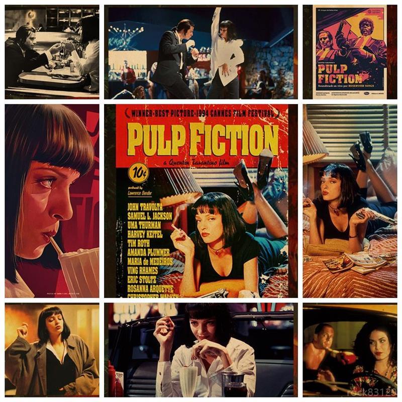 海報 低俗小說 Pulp Fiction 復古 牛皮紙 歐美 電影 裝飾 畫 壁紙 照片 壁畫 貼紙 掛畫 壁掛 懷舊