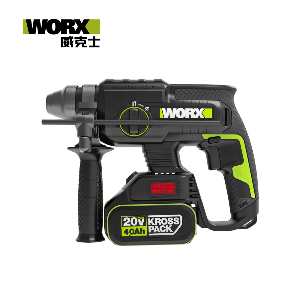 WORX 威克士 20V 22mm 多功能輕形鋰電無刷電鎚 雙電池 (WU386.1)