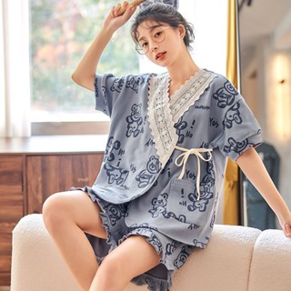 🔆小甜甜日系美衣👙2024年新款日式和服睡衣女夏季純棉短袖兩件套裝日系少女款家居服